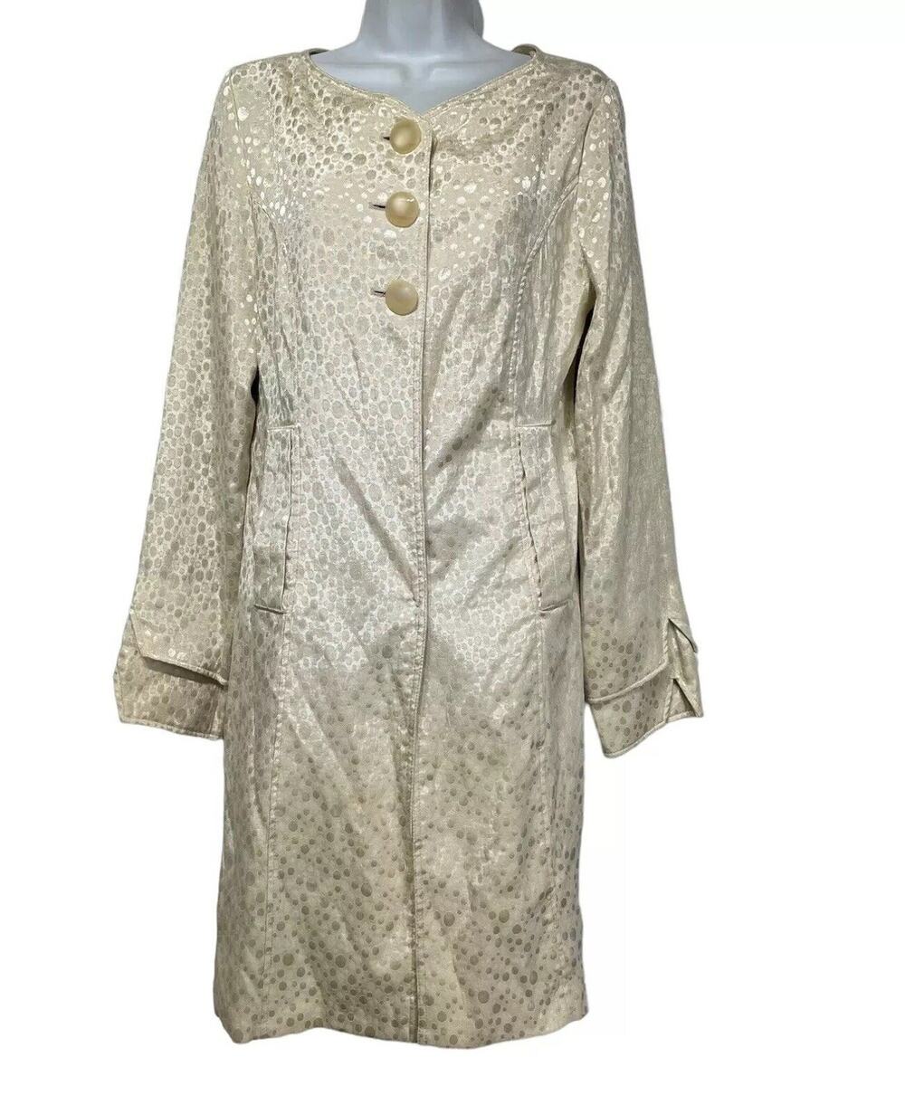 Tulle Gold Polka Dot Button Up Long Sleeve Minimalist peacoat Womens Size XL